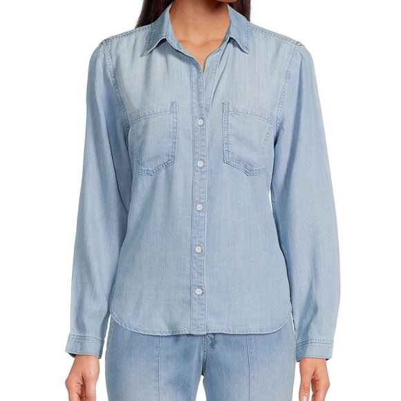 CLOTH & STONE Long Sleeve Point Collar Chambray Shirt (S) - Picture 1 of 5